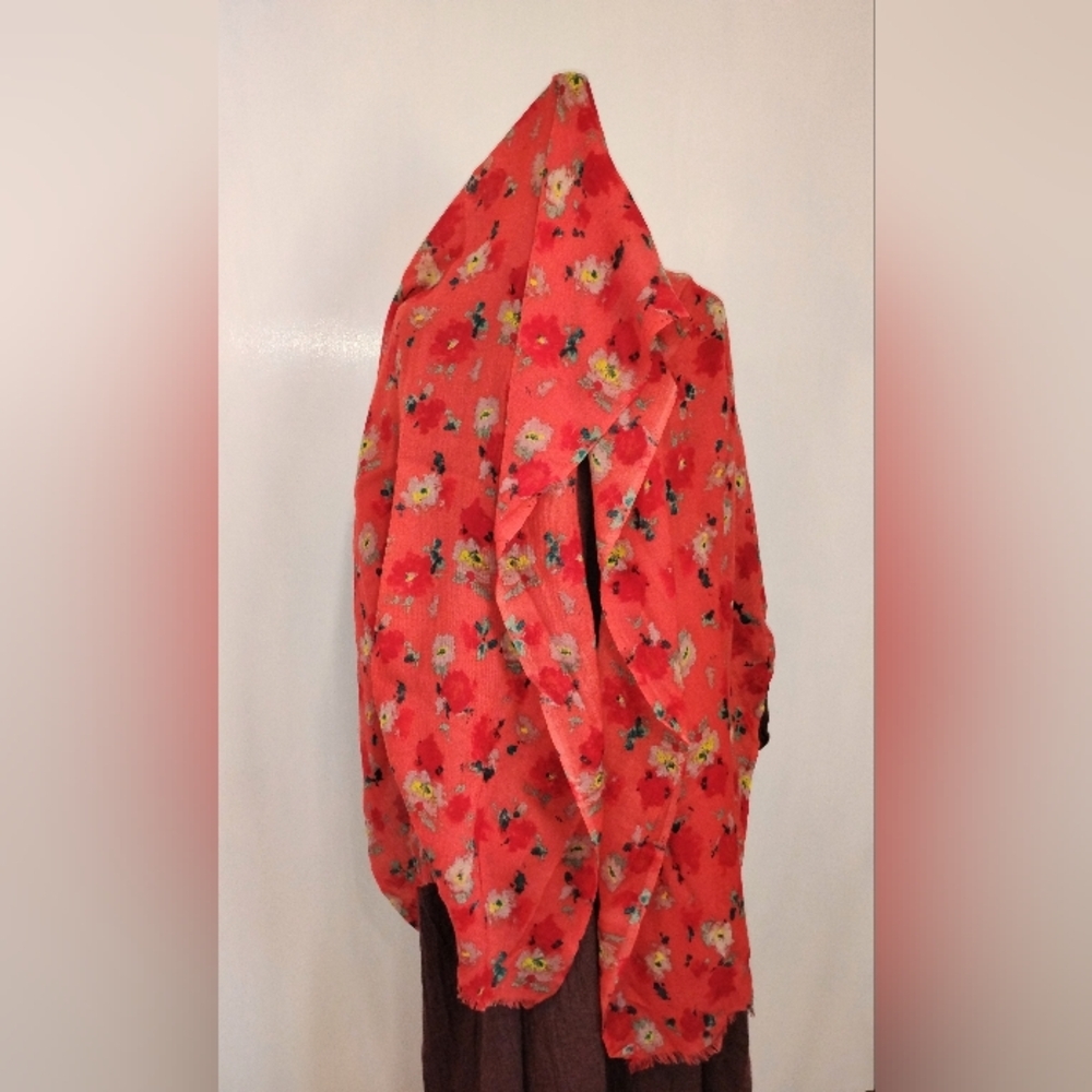 J. CREW PERSIMMON FLORAL WRAP